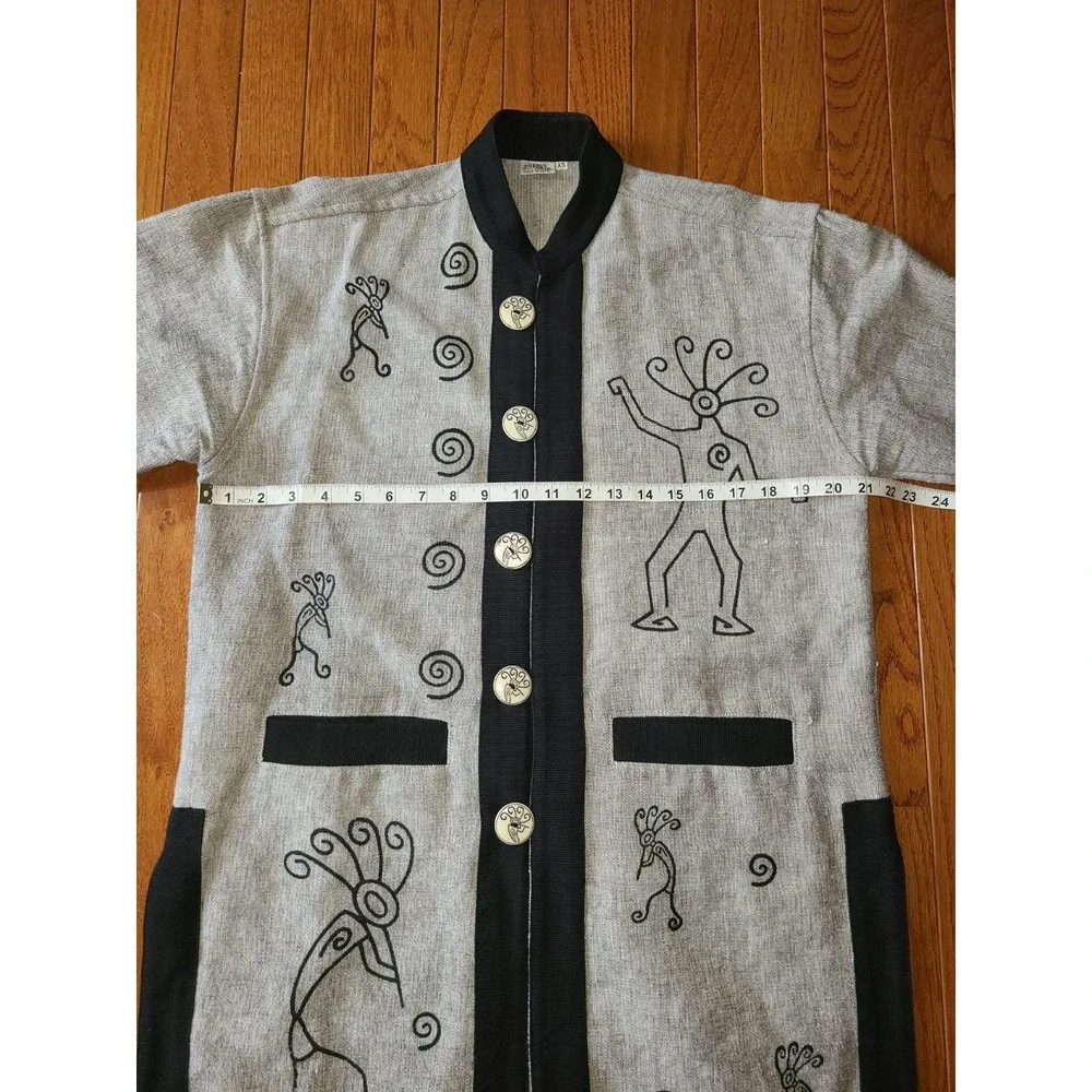 Venus Imports Piper w Flute Jacket Size X-Small Gray‎ 100% Cotton Artsy Buttons